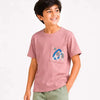 Boys Pink Abstract Pocket Detail Cotton T-Shirt – Casual Half Sleeve Tee for Kids