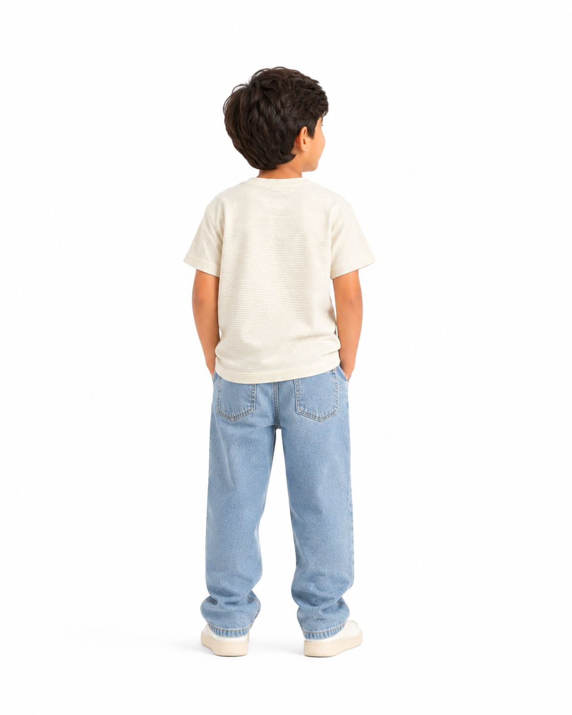 Boys Cream Short Sleeved Shirt Soft Cotton T-Shirt BloomUp