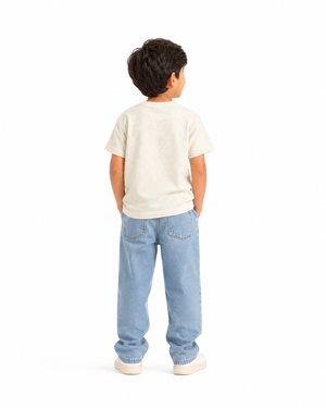 Boys Cream Short Sleeved Shirt Soft Cotton T-Shirt BloomUp