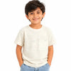 Boys Off White Textured Cotton T-Shirt – Casual Pocket Detail Half Sleeve Tee