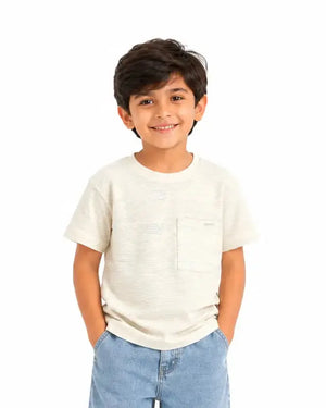 Boys Cream Short Sleeved Shirt Soft Cotton T-Shirt BloomUp