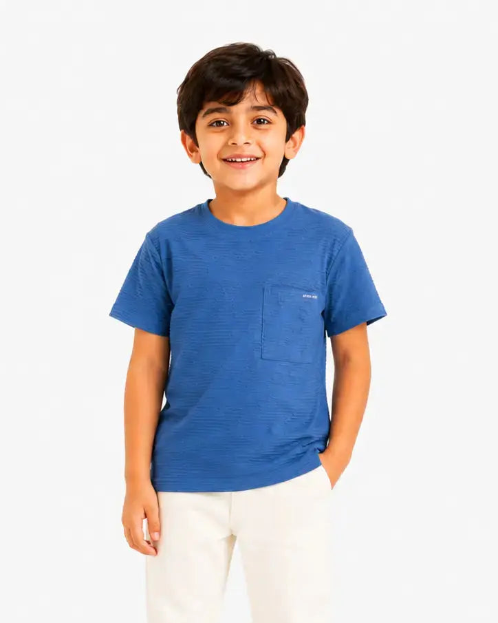 Boys Blue Short Sleeved Shirt Soft Cotton T-Shirt BloomUp
