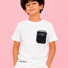 Boys White Textured Cotton T-Shirt – Superior Pocket Detail Casual Half Sleeve Tee