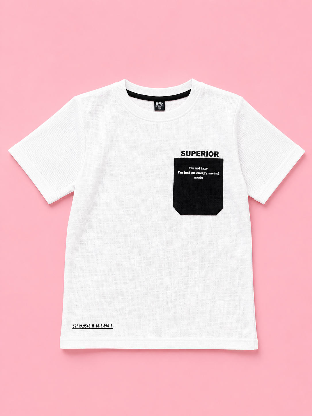 Boys White Textured Cotton T-Shirt – Superior Pocket Detail Casual Half Sleeve Tee BloomUp