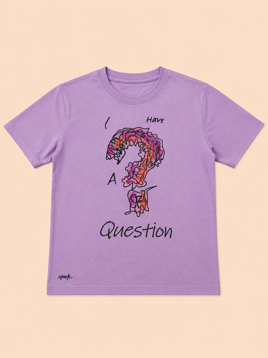 Boys “I Have A Question” Graphic Cotton T-Shirt – Lavender Casual Half Sleeve Tee for Kids BloomUp