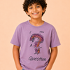 Boys “I Have A Question” Graphic Cotton T-Shirt – Lavender Casual Half Sleeve Tee for Kids