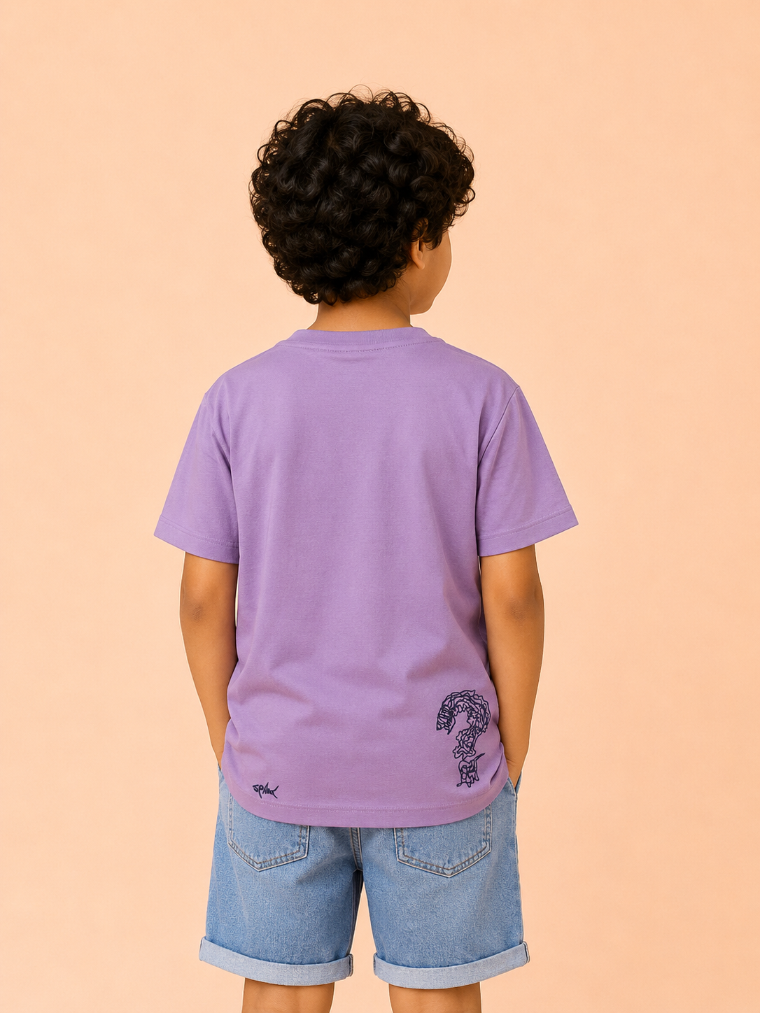 Boys “I Have A Question” Graphic Cotton T-Shirt – Lavender Casual Half Sleeve Tee for Kids BloomUp