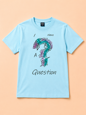 Boys “I Have A Question” Graphic Cotton T-Shirt – Sky Blue Casual Half Sleeve Tee for Kids BloomUp