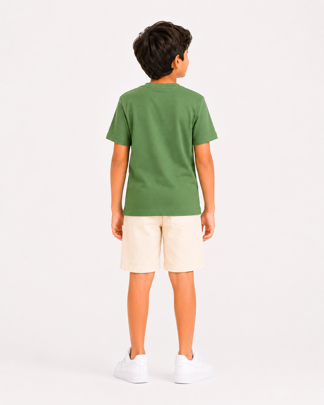 Boys Green “PEACE” Towel Embroidery T-Shirt – Casual Cotton Half Sleeve Tee for Kids BloomUp