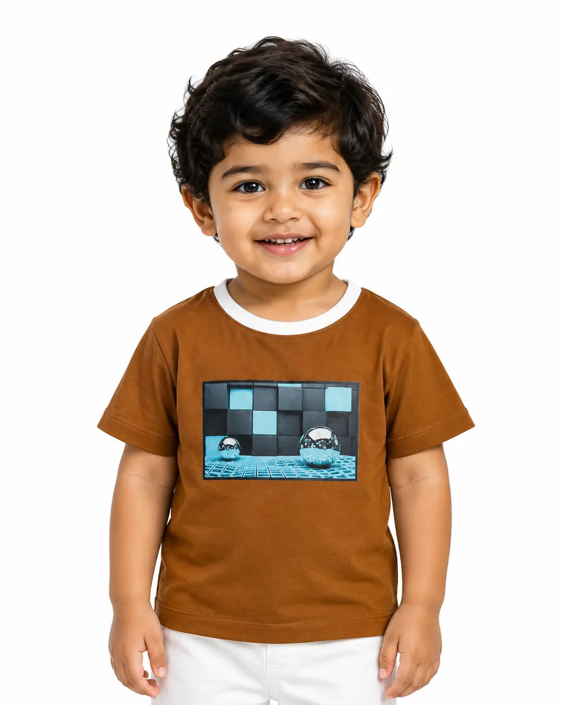 BloomUp Brown Space Graphic Kids T-Shirt – Premium Cotton Casual Wear TeeBrown Space Graphic Kids T-Shirt – Premium Cotton Casual Wear Tee
