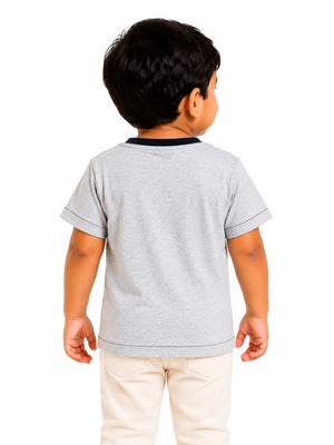 BloomUp Grey Basketball Flame Graphic Kids T-Shirt – Premium Cotton Sporty Casual Wear Tee