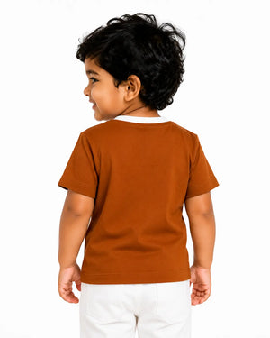 BloomUp Brown Space Graphic Kids T-Shirt – Premium Cotton Casual Wear TeeBrown Space Graphic Kids T-Shirt – Premium Cotton Casual Wear Tee