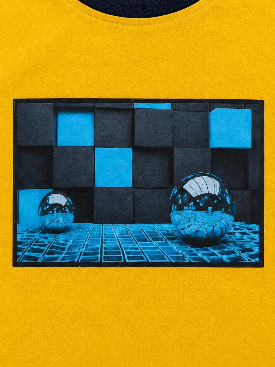 BloomUp Yellow Space Graphic Kids T-Shirt – Premium Cotton Casual Wear Tee with Futuristic Print