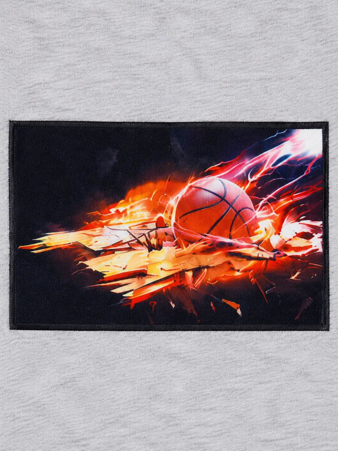 BloomUp Grey Basketball Flame Graphic Kids T-Shirt – Premium Cotton Sporty Casual Wear Tee