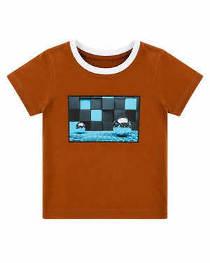 BloomUp Brown Space Graphic Kids T-Shirt – Premium Cotton Casual Wear TeeBrown Space Graphic Kids T-Shirt – Premium Cotton Casual Wear Tee