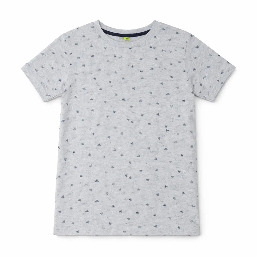 Grey Minimal All-Over Printed Kids T-Shirt – Soft Cotton Casual Summer Wear for Boys BloomUp
