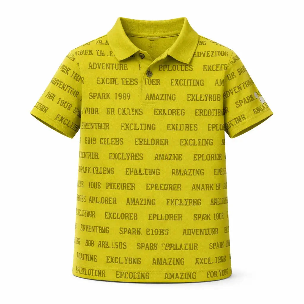 Yellow Typography Print Polo Kids T-Shirt – Soft Cotton Trendy Summer Wear for Boys BloomUp
