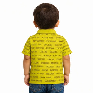 Yellow Typography Print Polo Kids T-Shirt – Soft Cotton Trendy Summer Wear for Boys BloomUp