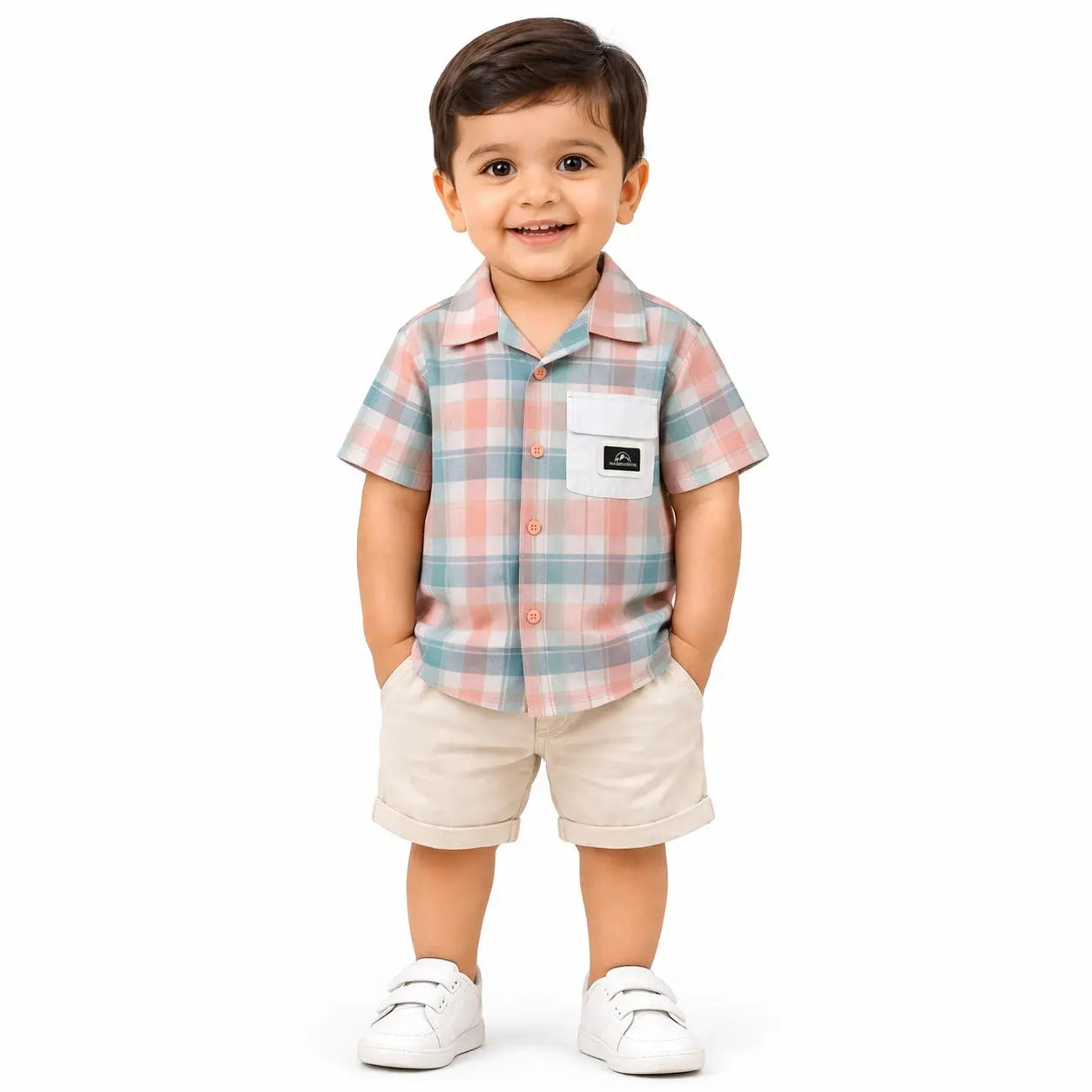 Plaid Cotton Kids Shirt – Short Sleeve Button-Front Summer Wear for Boys BloomUp