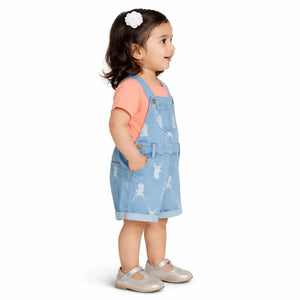 Light Blue Denim Dungaree Shorts Set with T-Shirt – Soft Cotton Summer Wear for Boys BloomUp