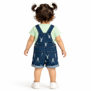 Denim Printed Dungaree Shorts Set with T-Shirt – Soft Cotton Summer Wear for Boys BloomUp