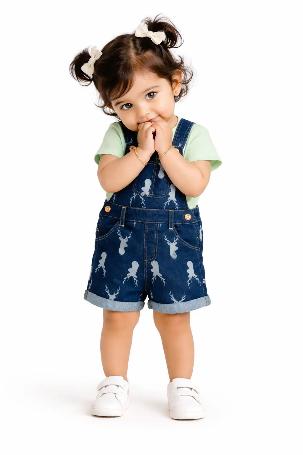 Denim Printed Dungaree Shorts Set with T-Shirt – Soft Cotton Summer Wear for Boys BloomUp