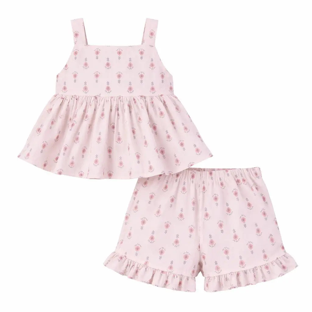 Pink Floral Print Kids Co-ord Set – Soft Cotton Summer Wear for Girls BloomUp
