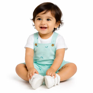 Mint Green Printed Dungaree with T-Shirt Kids Co-ord Set – Soft Cotton Summer Outfit for Boys BloomUp