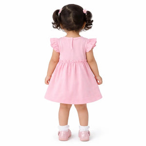Baby Pink Elephant Embroidered Cotton Dress – Soft Summer Wear for Baby Girls BloomUp