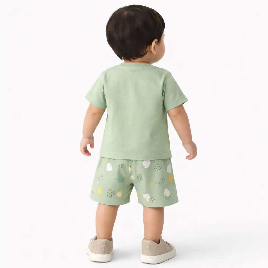 Kids Green Animal Print T-Shirt & Shorts Co-Ord Set BloomUp