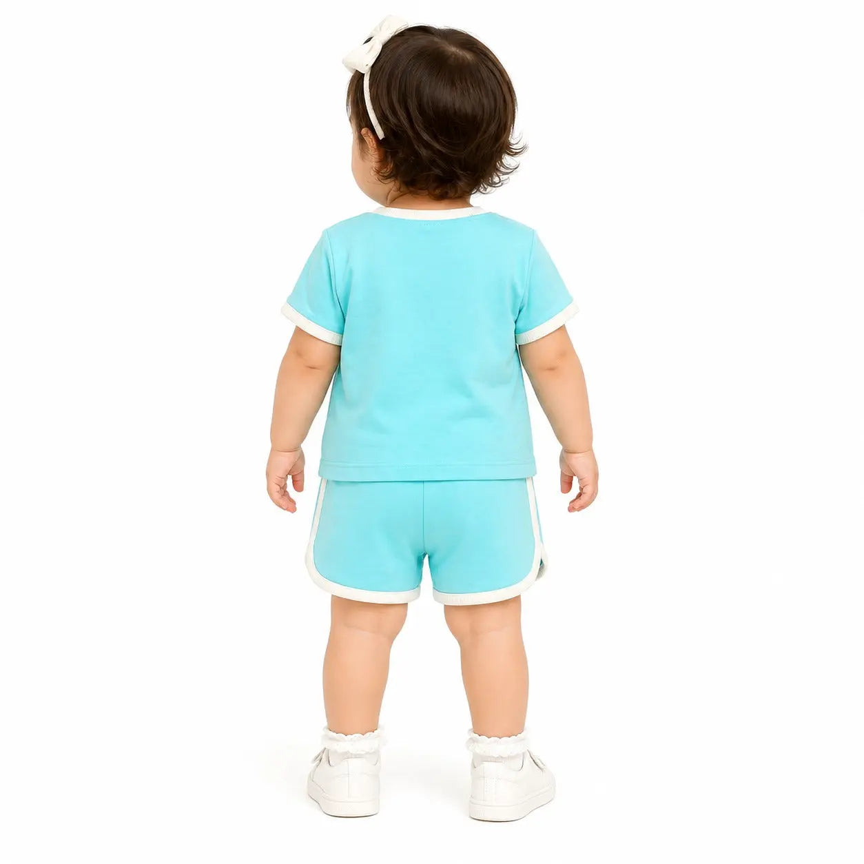 Sky Blue Graphic T-Shirt & Shorts Co-ord Set for Girls – Soft Cotton Summer Kids Outfit BloomUp