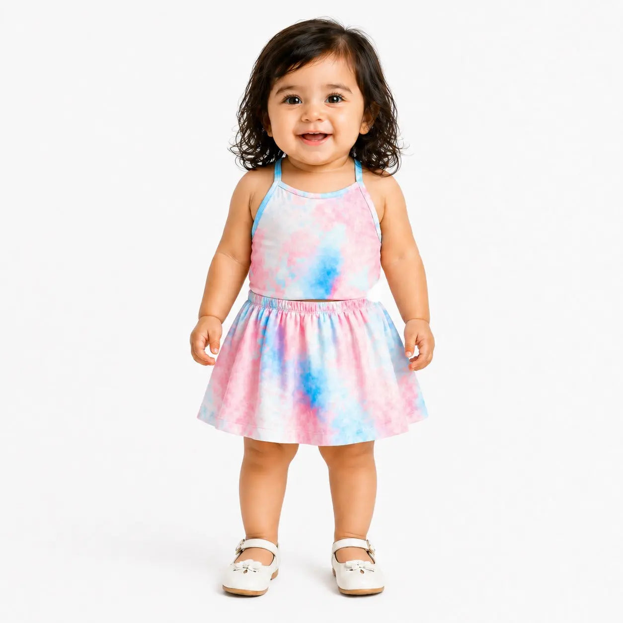 Pastel Tie-Dye Camisole Top & Skirt Co-ord Set for Girls – Soft Cotton Summer Kids Outfit BloomUp