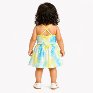 Yellow Tie-Dye Halter Top & Skirt Co-ord Set for Girls – Soft Cotton Summer Kids Outfit BloomUp