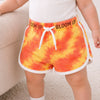 Kids Orange Tie-Dye “Bloom Up” Sporty Shorts
