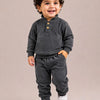 Charcoal Corduroy Co-ord Set for Baby Boys – Soft Henley Sweatshirt & Jogger Pants Set
