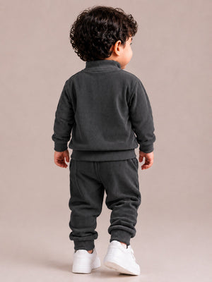 Dark Gray Corduroy Sweatshirt & Joggers Set for Toddlers – Cozy & Stylish Boys Outfit BloomUp
