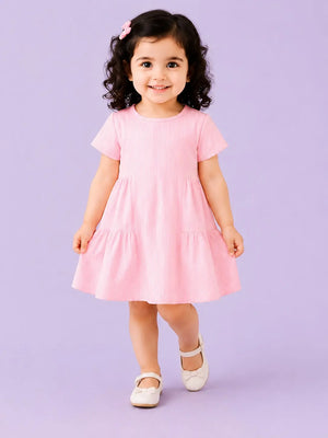 BloomUp Light Blue Striped Kids Dress – Soft Cotton Summer Wear for Girls