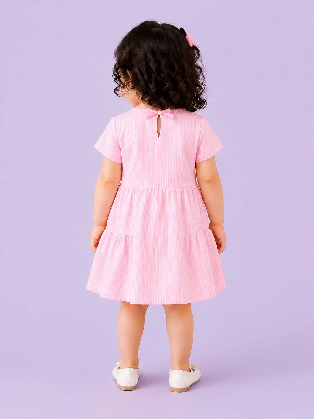 BloomUp Light Blue Striped Kids Dress – Soft Cotton Summer Wear for Girls