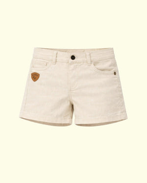 Girls Solid White Denim Shorts with Button Closure BloomUp