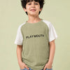 Boys Olive Green & White Raglan Textured Cotton T-Shirt – PLAY MOUTH Casual Tee