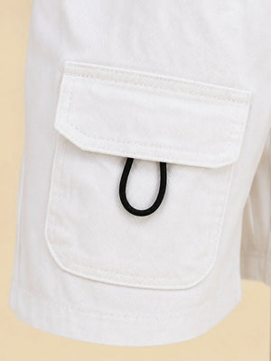 BloomUp White Cargo Shorts for Boys – Soft Cotton Summer Wear Kids Shorts
