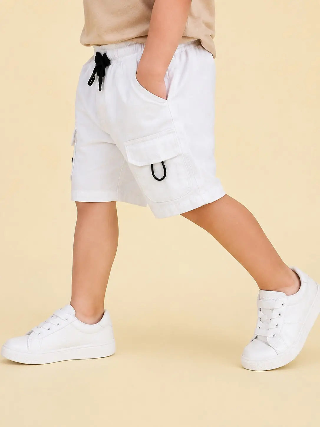 BloomUp White Cargo Shorts for Boys – Soft Cotton Summer Wear Kids Shorts