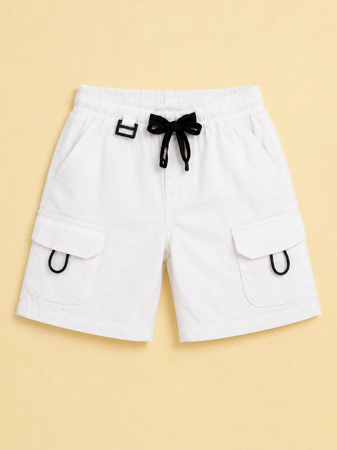 BloomUp White Cargo Shorts for Boys – Soft Cotton Summer Wear Kids Shorts