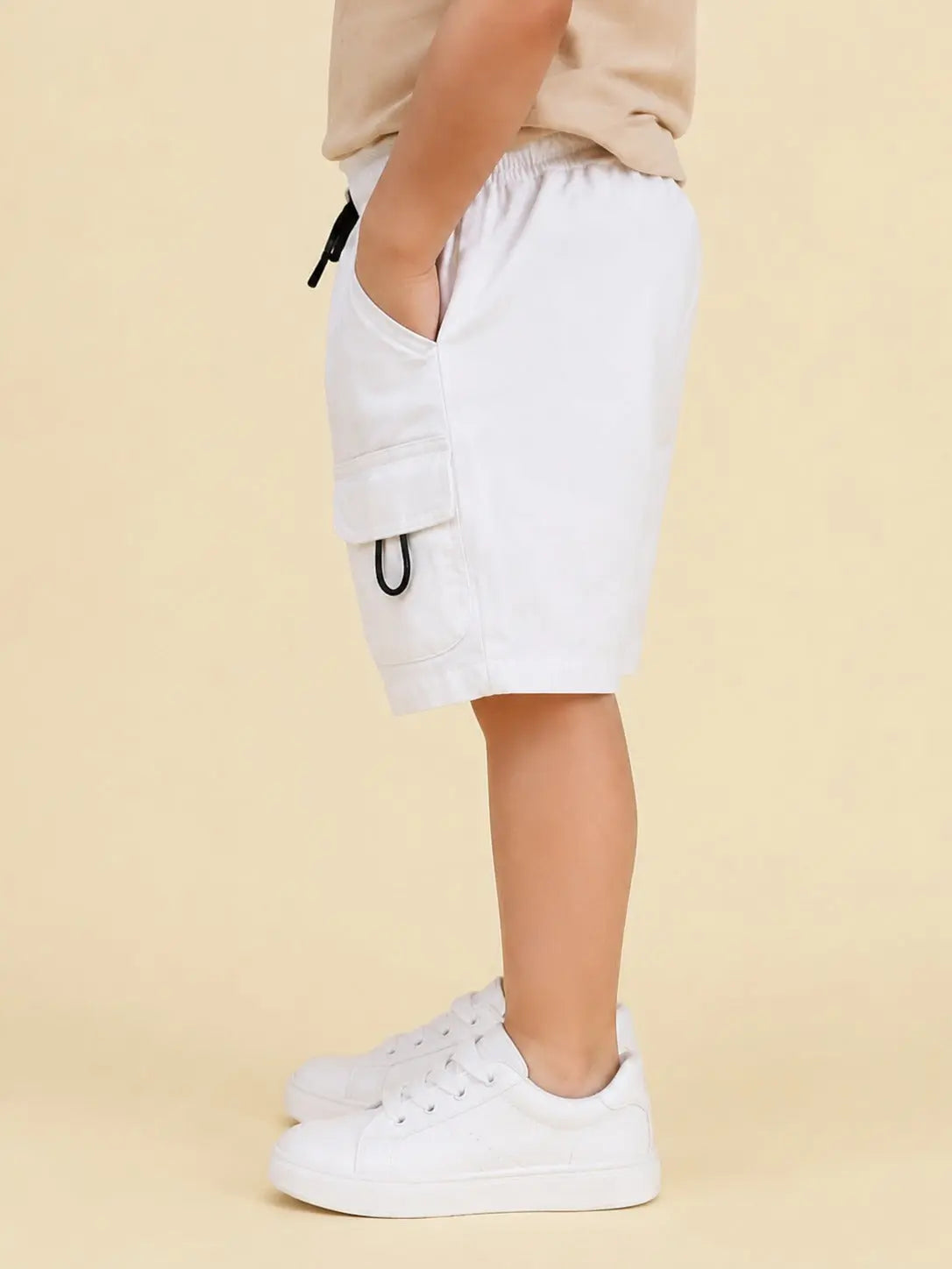 BloomUp White Cargo Shorts for Boys – Soft Cotton Summer Wear Kids Shorts