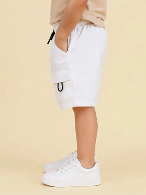 BloomUp White Cargo Shorts for Boys – Soft Cotton Summer Wear Kids Shorts