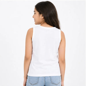 White Pineapple Graphic Sleeveless Top for Girls – Soft Cotton Summer Wear Kids Tank Top BloomUp