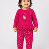 Fuchsia Pink Ruffle Sweatshirt & Floral Legging Set for Girls – Soft Cotton Kids Co-ord Outfit