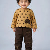 Mustard Polka Dot Mushroom Applique Co-ord Set for Baby Boys – Soft Cotton Full Sleeve Top & Brown Pants