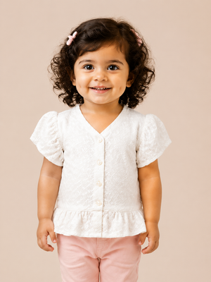 Crisp White Girls Top 0-24M BloomUp