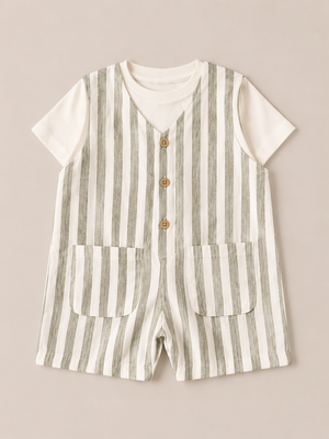 Off-White Cotton Blend 2-Piece Set for Boys 0-24M BloomUp